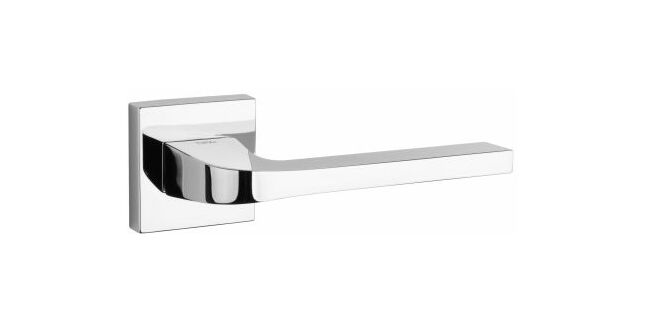 LIMITED EDITION Tupai Rapido CurvaLine Valbona Lever Door Handle on Square Rose - Bright Polished Chrome (Pair)