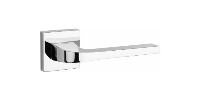 LIMITED EDITION Tupai Rapido CurvaLine Valbona Lever Door Handle on Square Rose - Bright Polished Chrome (Pair)