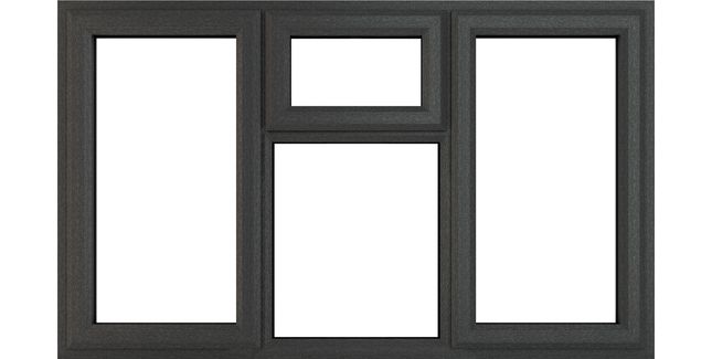 Crystal Left/Right Side Hung Top Opener Over Fixed Centre Light uPVC Clear Double Glazed Casement Window - Grey