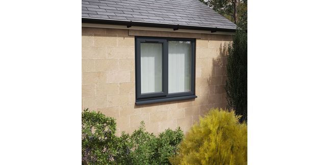 Crystal Left Hand Side Hung With Fixed Light uPVC Casement Double Glazed Window - Grey