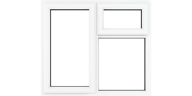 Crystal Left Hand Side Hung Top Opener Over Fixed Light uPVC Clear Double Glazed Window - White