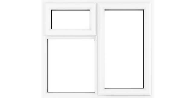 Crystal uPVC Right-Hand Side Hung Top-Opening Over Fixed Double Glazed Window – White