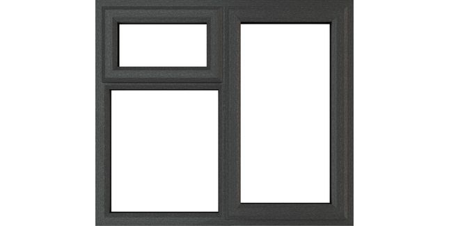 Crystal Right Hand Side Hung Top Opening Over Fixed Light Clear Double Glazed uPVC Window - Grey