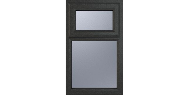 Crystal Top Hung Opening Over Fixed Light uPVC Double Glazed Window - Grey