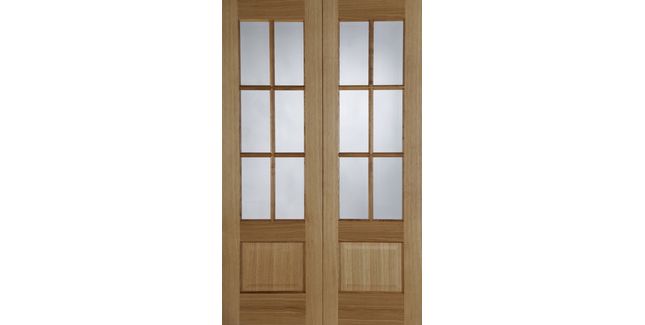 Mendes Hampstead Pre-Finished Oak Clear Glazed Rebated Internal Door Pair