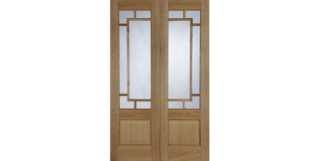 Mendes Pre-Finished Oak Orient Clear Glazed Rebated Door Pair