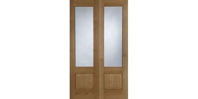 Mendes Chiswick Pre-Finished Oak Clear Glazed Rebated Internal Door Pair