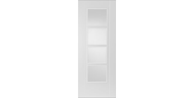 Mendes White ISEO 4 Light Clear Glazed Primed FD30 Fire Door