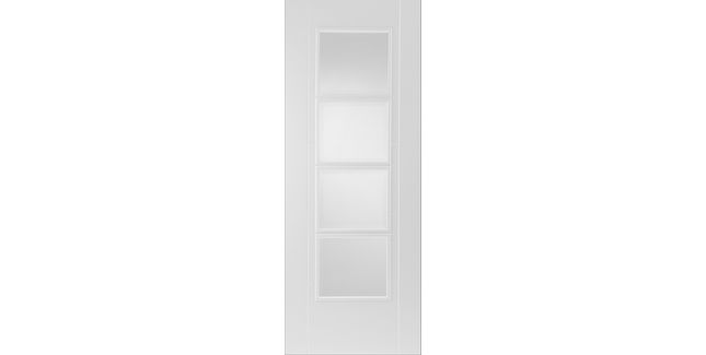 Mendes White ISEO 4 Light Clear Glazed Primed FD30 Fire Door