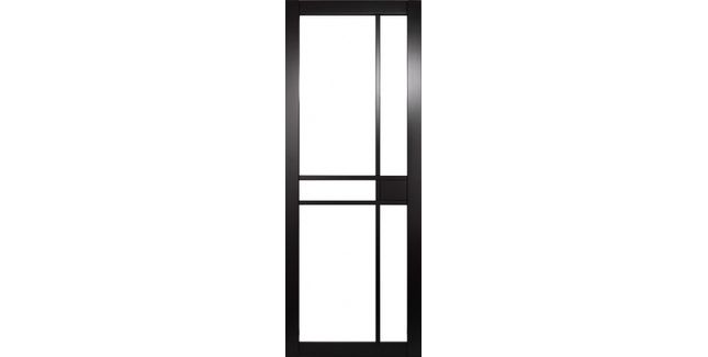 Mendes Naples Clear Glazed Black Primed Industrial Door