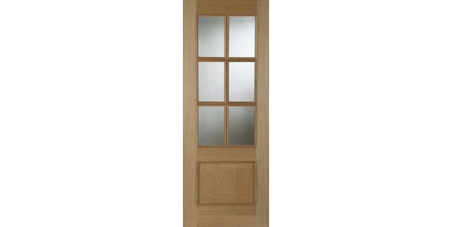 Mendes Unfinished Oak Iris 6 Light Clear Glazed Raised Mould FD30 Fire Door