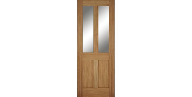 Mendes Unfinished Oak Bristol 2 Panel 2 Light Clear Glazed FD30 Fire Door