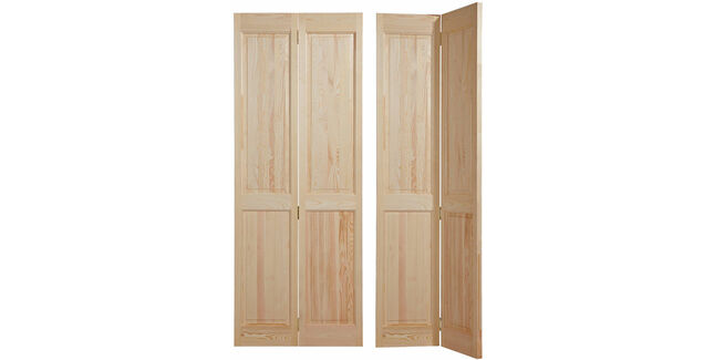 Unfinished Pine Victorian-Style 4 Panel Bi-Fold Door