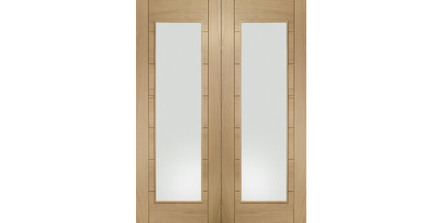 XL Joinery Palermo Unfinished Oak Rebated Clear Glazed Internal Door Pair