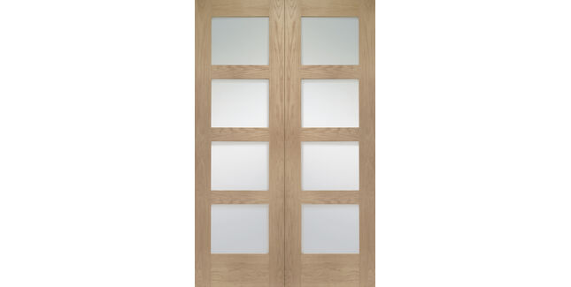 XL Joinery Shaker-Style Clear Glazed Unfinished Oak Door Pair