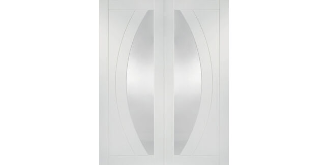 XL Joinery Salerno Clear Glazed White Primed Door Pair