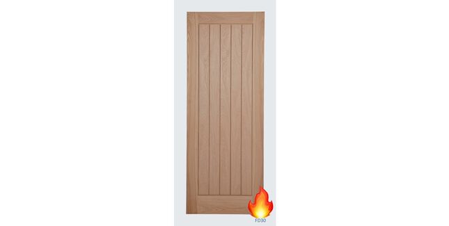 Unfinished Oak Cottage-Style FD30 Fire Door