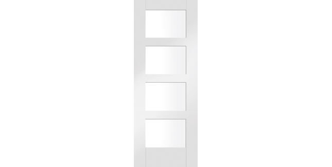 XL Joinery Shaker-Style 4 Light Clear Glazed White Primed Internal Door