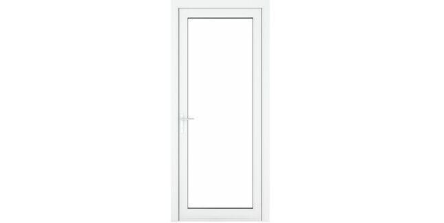 Crystal White uPVC Full Glass Clear Triple Glazed Single External Door (Right Hand Open)