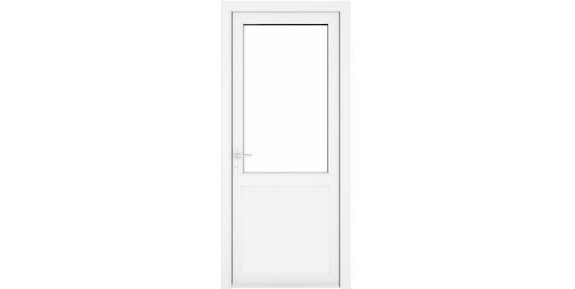 Crystal White uPVC 2 Panel Clear Triple Glazed Single External Door (Right Hand Open)