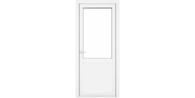Crystal White uPVC 2 Panel Clear Triple Glazed Single External Door (Right Hand Open)