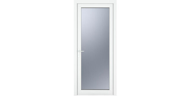 Crystal White uPVC Full Glass Obscure Triple Glazed Single External Door (Right Hand Open)