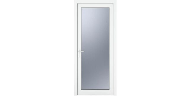 Crystal White uPVC Full Glass Obscure Triple Glazed Single External Door (Right Hand Open)