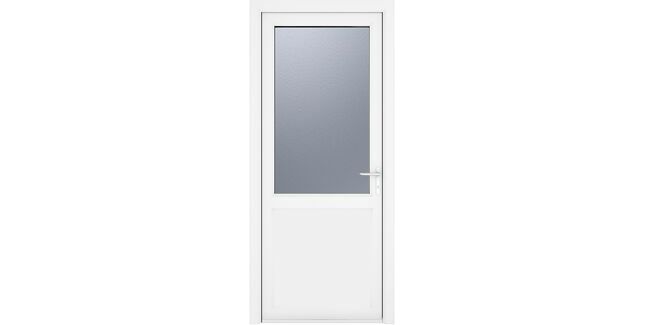 Crystal White uPVC 2 Panel Obscure Triple Glazed Single External Door (Left Hand Open)