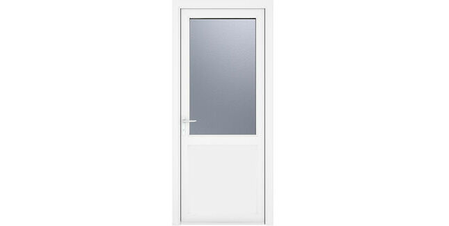Crystal White uPVC 2 Panel Obscure Triple Glazed Single External Door (Right Hand Open)