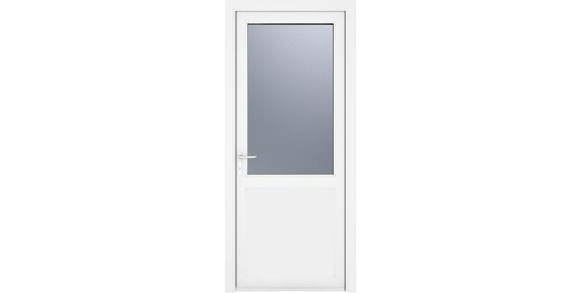 Crystal White uPVC 2 Panel Obscure Triple Glazed Single External Door (Right Hand Open)