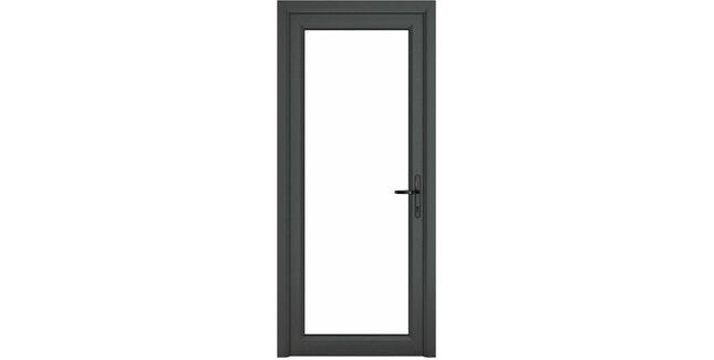 Crystal Grey uPVC Full Glass Clear Triple Glazed Single External Door (Left Hand Open)