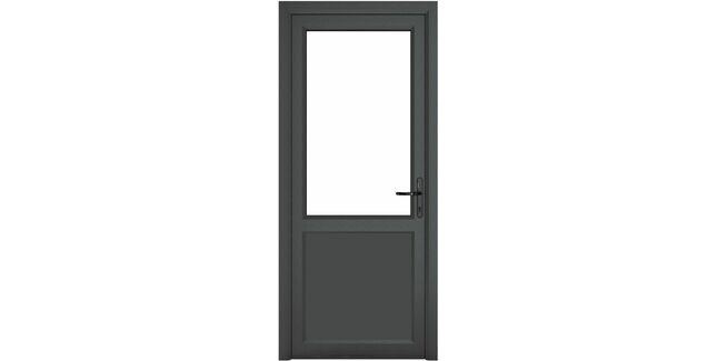Crystal Grey uPVC 2 Panel Clear Triple Glazed Single External Door (Left Hand Open)