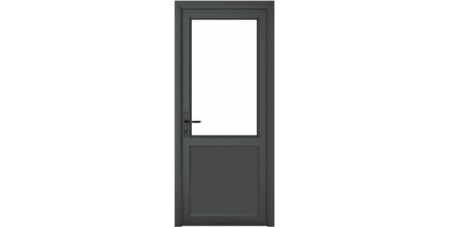 Crystal Grey uPVC 2 Panel Clear Triple Glazed Single External Door (Right Hand Open)