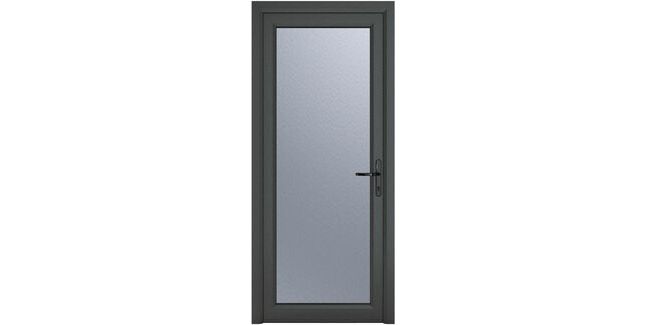 Crystal Grey uPVC Full Glass Obscure Triple Glazed Single External Door (Left Hand Open)
