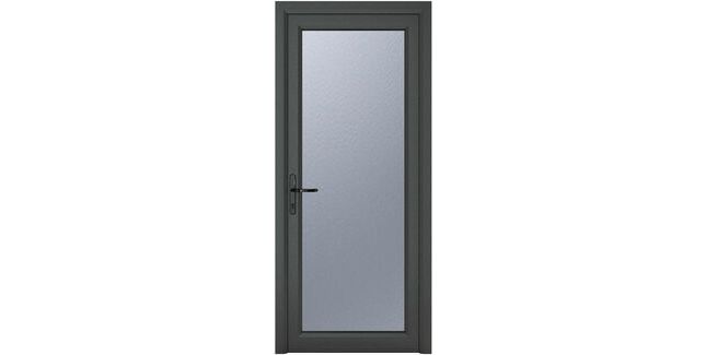 Crystal Grey uPVC Full Glass Obscure Triple Glazed Single External Door (Right Hand Open)