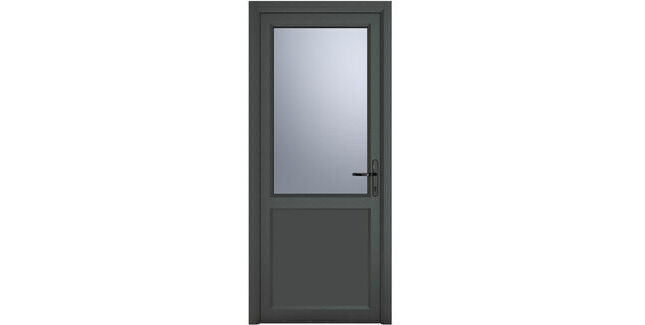 Crystal Grey uPVC 2 Panel Obscure Triple Glazed Single External Door (Left Hand Open)