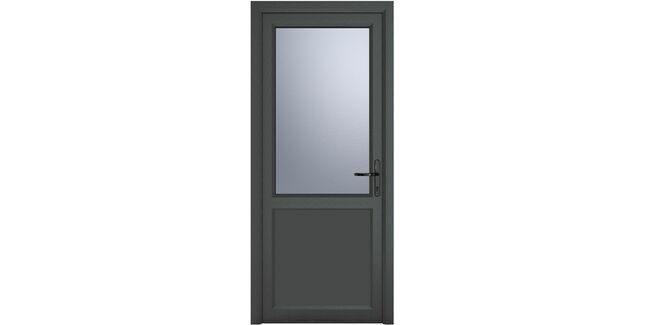 Crystal Grey uPVC 2 Panel Obscure Triple Glazed Single External Door (Left Hand Open)