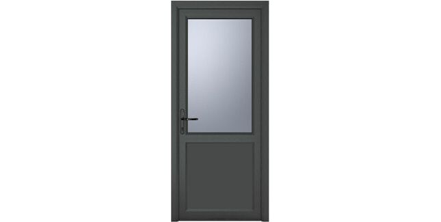 Crystal Grey/White uPVC 2 Panel Obscure Triple Glazed Single External Door (Right Hand Open)