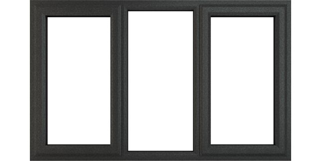 Crystal Left/Right Side Hung Fixed Centre uPVC Clear Triple Glazed Window - Grey