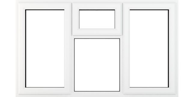 Crystal Left/Right Side Hung Top Opener Over Fixed Centre Light uPVC Clear Triple Glazed Casement Window - White