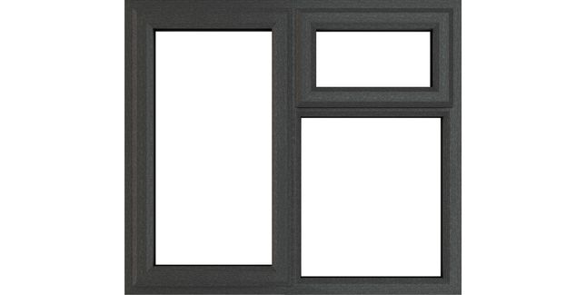 Crystal Left Hand Side Hung Top Opener Over Fixed Light uPVC Clear Triple Glazed Window - Grey