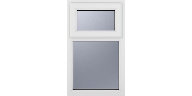 Crystal Top Hung Opening Over Fixed Light uPVC Triple Glazed Window - White