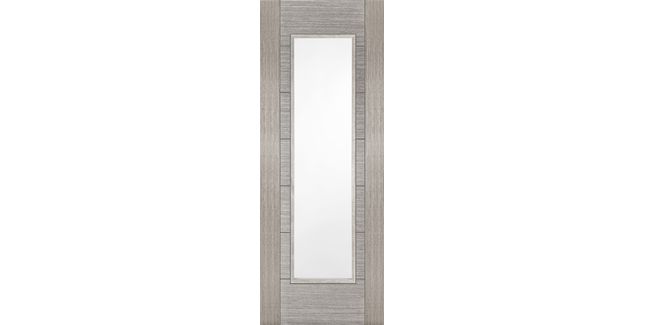 Mendes Corsica Light Grey 1 Light Clear Glazed Pre-Finished Internal FD30 Fire Door