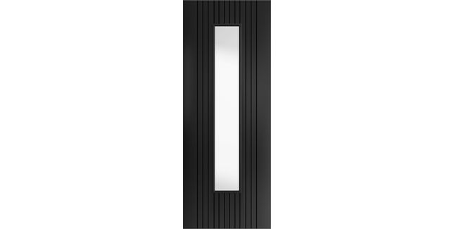 JB Kind Aria Grooved Black Pre-Finished 1 Light Glazed Internal Door