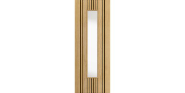 JB Kind Aria Grooved Pre-Finished Oak 1 Light Glazed Internal Door