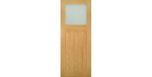Deanta Cambridge Unfinished Oak Obscure Glazed Internal Door