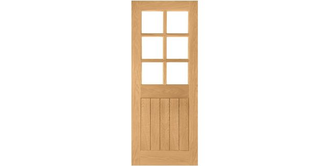 Deanta Ely Pre-Finished Panelled Oak 6 Light Glazed Internal Door