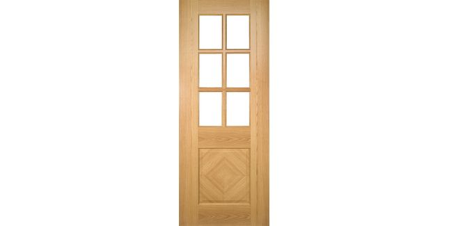 Deanta Kensington Diamond Panel Pre-Finished Oak 6 Light Glazed Internal Door