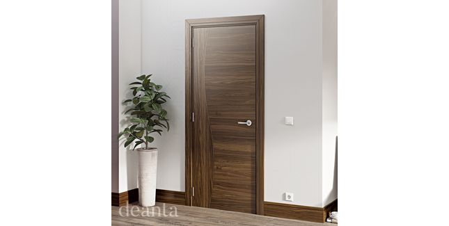 Deanta Cadiz Wave Panel Pre-Finished Black Walnut FD30 Fire Door
