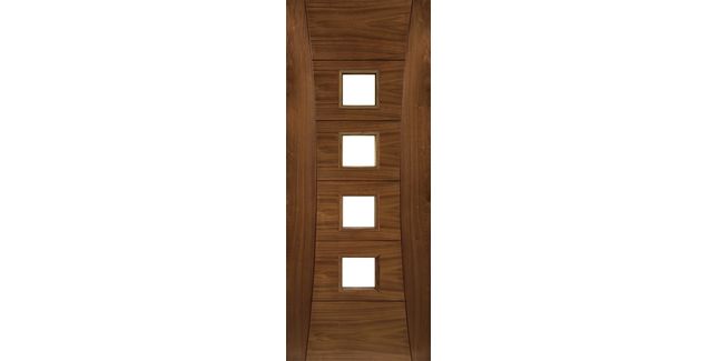 Deanta Pamplona Pre-Finished Walnut 4 Light Glazed FD30 Fire Door